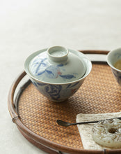 Load image into Gallery viewer, Handmade Glazed Porcelain Vintage-Style Pomegranate "Gaiwan, Tray, Saucer, Cup, Pitcher, Waste Water Jar", Qinghuaci White and Blue China Gongfu Teawares