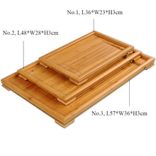 Charger l'image dans la galerie, Bamboo Tea Tray Saucer Teaboard with Drainage Trench 3 kinds of sizes