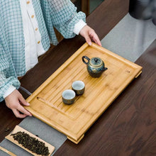 Charger l'image dans la galerie, Bamboo Tea Tray Saucer Teaboard with Drainage Trench 3 kinds of sizes