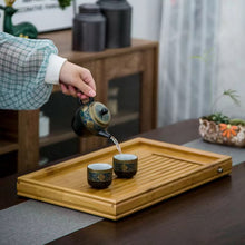 Charger l'image dans la galerie, Bamboo Tea Tray Saucer Teaboard with Drainage Trench 3 kinds of sizes