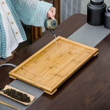 Charger l'image dans la galerie, Bamboo Tea Tray Saucer Teaboard with Drainage Trench 3 kinds of sizes