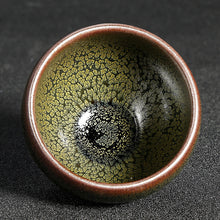 Laden Sie das Bild in den Galerie-Viewer, Tenmoku JianZhan "Zhe Hu Ban" (Partridge Spot) 125ml, Fancy Rust Glaze Porcelain, Tea Cup