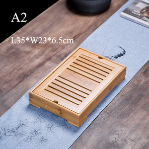 Bamboo Tea Tray / Saucer / Board with Water Tank 3 Variations