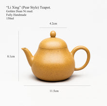 Load image into Gallery viewer, Handcrafted Yixing "Li Xing" (Pear Style) Teapot in Golden Duan Ni Clay