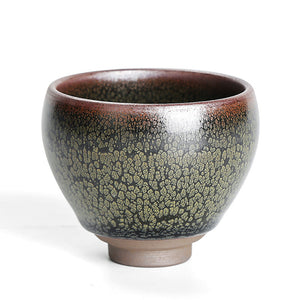 Tenmoku JianZhan "Zhe Hu Ban" (Partridge Spot) 125ml, Fancy Rust Glaze Porcelain, Tea Cup