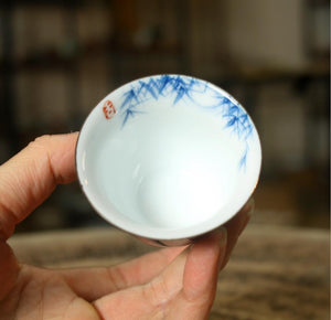 Ocean Blue Glaze Ceramic "Tea Cup" 55cc, 3 Patterns