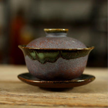 Load image into Gallery viewer, Fancy Glaze - Rust Like Color Porcelain &quot;Tea Cup&quot; 70ml, Tenmoku Glaze Blend Gaiwan 150cc