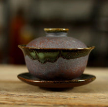 Load image into Gallery viewer, Tenmoku + Fancy Rust Glaze Porcelain Gaiwan 175cc