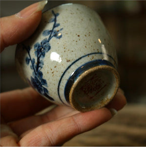 Rustic Porcelain 1 set of 4 Tea Cups, 60cc, "Si Jun Zi" (Four Gentlemen)