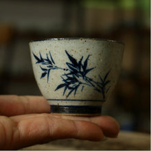 Load image into Gallery viewer, Rustic Porcelain 1 set of 4 Tea Cups, 60cc, &quot;Si Jun Zi&quot; (Four Gentlemen)