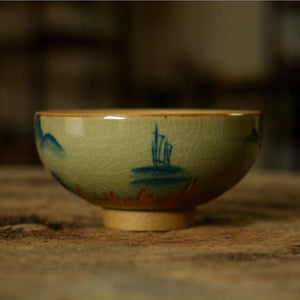 Celadon Glaze Porcelain, Tea Cups, 2 Kinds of Tea Cups 90cc.