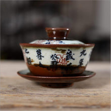 Load image into Gallery viewer, Rustic  Blue and White Porcelain, 120-150cc Gaiwan, Tea Cup, 2 Variations.