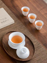 Load image into Gallery viewer, Sweet White Porcelain Gaiwan 120ml  / Pitcher 250ml / Cup 55ml, Blue Circle White Body