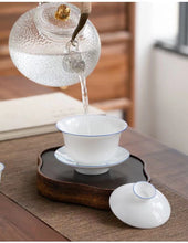 Load image into Gallery viewer, Sweet White Porcelain Gaiwan 120ml  / Pitcher 250ml / Cup 55ml, Blue Circle White Body