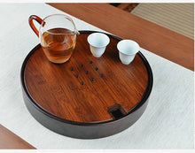 Charger l'image dans la galerie, Bamboo Round Tea Tray with Water Tank 4 Variations