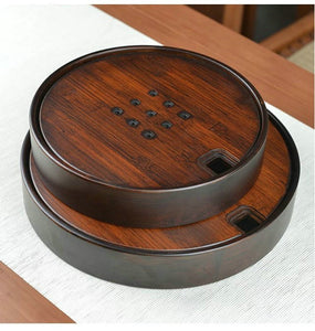 Bamboo Round Tea Tray with Water Tank 4 Variations
