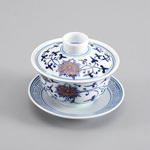 Load image into Gallery viewer, Gaiwan &quot;Qing Hua Ci&quot; (Blue and White Porcelain) Twining Lotus Pattern - King Tea Mall