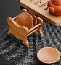 Load image into Gallery viewer, Bamboo Coaster Tea Cup Mat / Coaster and Stand - King Tea Mall