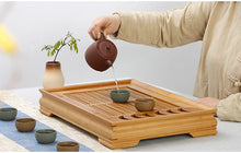 Charger l'image dans la galerie, Bamboo Tea Tray / Board / Saucer with Water Tank Two Colors Yellow / Dark - King Tea Mall