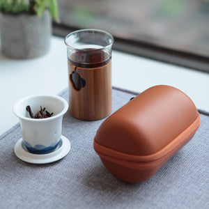 Portable Traveling Tea Sets, Porcelain & Bamboo & Glass, 5 Variations