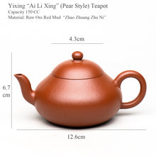 Load image into Gallery viewer, Yixing "Li Xing" (Pear Style) Teapot in Zhao Zhuang Zhu Ni Clay