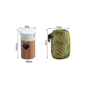 Portable Traveling Tea Sets, Porcelain & Bamboo & Glass, 5 Variations