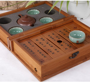Portable Traveling Tea Sets with Bamboo Box, 2 Variations.
