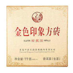 2012 XiaGuan "Jin Se Yin Xiang" (Golden Image) Brick 250g Puerh Sheng Cha Raw Tea - King Tea Mall