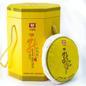 2013 DaYi "Long Zhu" (Dragon Pillar) Cake 357g Puerh Shou Cha Ripe Tea - King Tea Mall