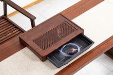 Load image into Gallery viewer, Bamboo Tea Tray "Shuang Yu" ( Twin Fishes) / Board / Saucer with Water Tank Two