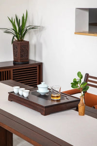 Bamboo Tea Tray "Xi Shang Mei Shao" (Lucky Sparrow) / Board / Saucer with Water Tank