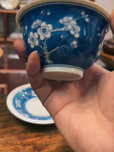 China Blue Porcelain Hand-Painted “Ice Plum Blossom” Gaiwan (150ml / 170ml) / Tea Cup (50ml)