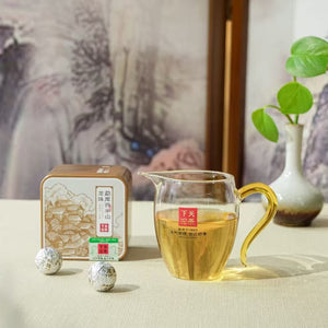 2025 XiaGuan "Meng Ku - Xi Ban Shan - Gu Shu - Long Zhu" (Mengku's West Half Mountain Old Tree - Dragon Ball) Tuo 96g/Box Puerh Raw Tea Sheng Cha
