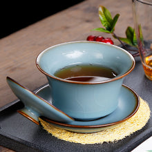 Carica l&#39;immagine nel visualizzatore di Gallery, &quot;Ru Yao&quot; Kiln Porcelain, Gaiwan 120ml, Cup 100ml, Pitcher 220ml, Strainer