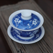 Cargar imagen en el visor de la galería, China Blue Porcelain Hand-Painted “Ice Plum Blossom” Gaiwan (150ml / 170ml) / Tea Cup (50ml)