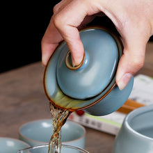 Carica l&#39;immagine nel visualizzatore di Gallery, &quot;Ru Yao&quot; Kiln Porcelain, Gaiwan 120ml, Cup 100ml, Pitcher 220ml, Strainer