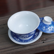 Load image into Gallery viewer, China Blue Porcelain Hand-Painted “Ice Plum Blossom” Gaiwan (150ml / 170ml) / Tea Cup (50ml)