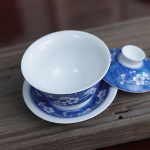 China Blue Porcelain Hand-Painted “Ice Plum Blossom” Gaiwan (150ml / 170ml) / Tea Cup (50ml)