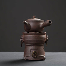 Carica l&#39;immagine nel visualizzatore di Gallery, ChaoZhou Pottery &quot;Da Qiu&quot; (Big Ball) Kettle 620ml, &quot;Shi Tou Lu&quot; (Line Head Stove)