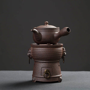 ChaoZhou Pottery "Da Qiu" (Big Ball) Kettle 620ml, "Shi Tou Lu" (Line Head Stove)