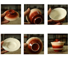 將圖片載入圖庫檢視器 Coral Red Glaze Gaiwan (150ml) and Tea Cup Set