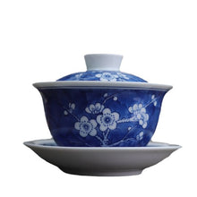 Cargar imagen en el visor de la galería, China Blue Porcelain Hand-Painted “Ice Plum Blossom” Gaiwan (150ml / 170ml) / Tea Cup (50ml)