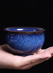 JUN Kiln Porcelain Rabbit Hair Blue "Tea Cup"  70ml, 125ml, 200ml, 3 Variations.