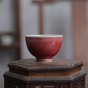 "Lang Hong" (Red-Glazed of Long Ware) Kiln Porcelain 50ml, Tea Cup for Gongfu Tea.