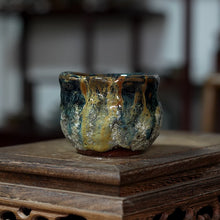 Load image into Gallery viewer, Japanese-Style Hand-Pinched Wood-Fired Kiln-Glazed Crackle Pattern Tea Cup (100ml), 4 Variations.