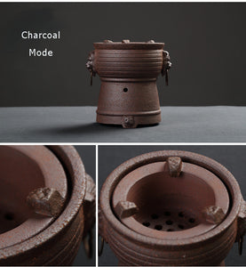 ChaoZhou Pottery "Da Qiu" (Big Ball) Kettle 620ml, "Shi Tou Lu" (Line Head Stove)