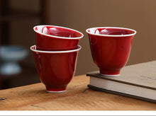 Load image into Gallery viewer, [Updated] "Lang Hong" (Red-Glazed of Long Ware) Kiln Porcelain 50ml, Tea Cup for Gongfu Tea.
