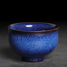 Cargar imagen en el visor de la galería, JUN Kiln Porcelain Rabbit Hair Blue &quot;Tea Cup&quot;  70ml, 125ml, 200ml, 3 Variations.