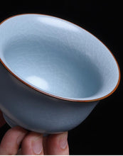 Load image into Gallery viewer, Ru Yao Kiln Gaiwan, Cup, Pitcher, and Strainer Set