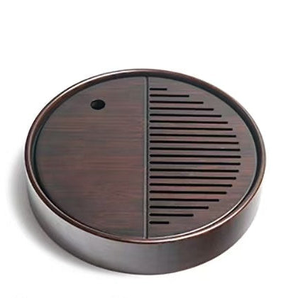 Bamboo Round Tea Tray with Plastic Water Tank 4 Variations